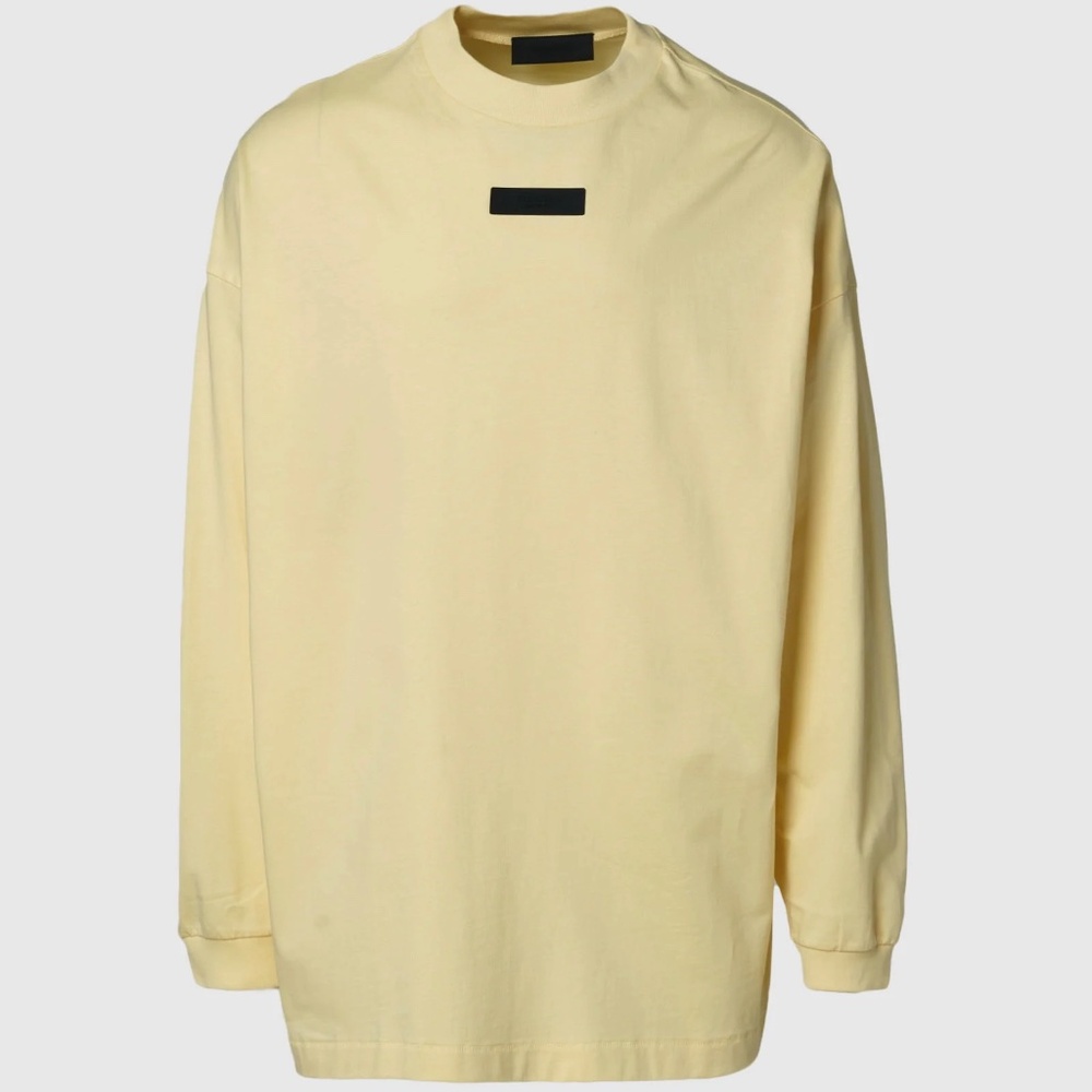 NWT Fear of God Essentials Long Sleeve Jersey Crewneck T-Shirt Yellow Men's Sz L
